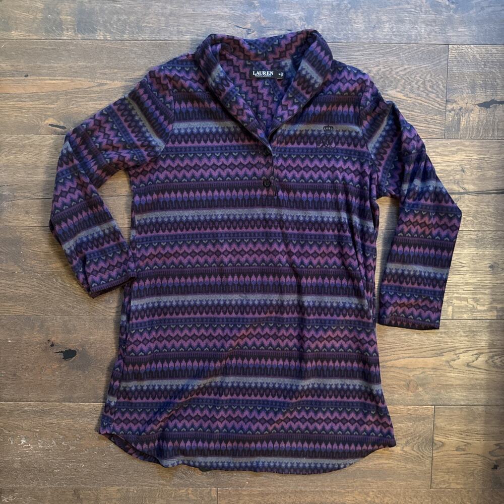 Lauren Ralph Lauren BLACK LABEL Fleece Womens XL Tunic Dress Shirt